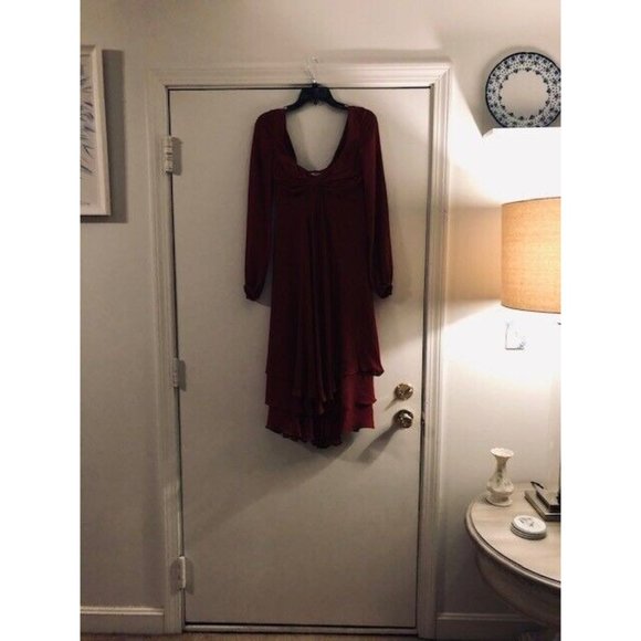 NWT $695 CINQ à SEPT FIRA TIERED SILK DRESS COLOR POMEGRANATE SIZE 0 - Picture 4 of 5